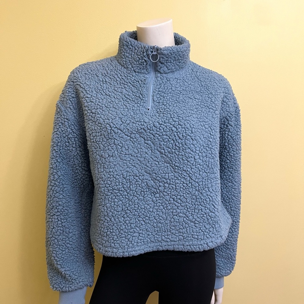 Dusty Blue Faux Shearling Sweater